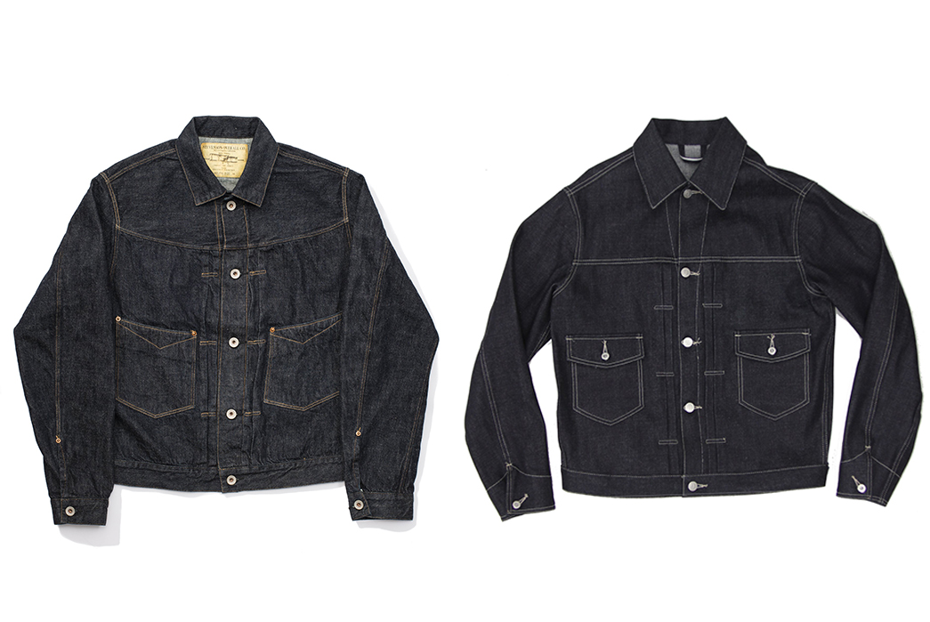 Stevenson OverallSaddle Horn Type II, $425 from Clutch Cafe (left) and Dawson Denim Limited Edition Type II Denim Jacket, £340 (~$430USD) from Dawson Denim (right)