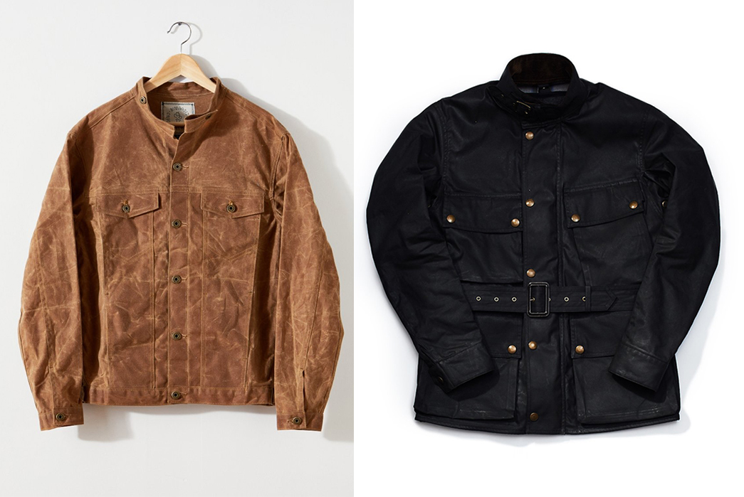 My-Experience-Of-Navigating-Quality-Menswear-As-a-Vegan-Ginew-Wax-Canvas-Riders-Jacket,-$365-from-Ginew-(left),-and-Addict-AD-WX-02-BMC-Jacket,-$1,100-from-Clutch-Cafe-(right)