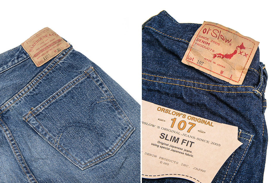 My-Experience-Of-Navigating-Quality-Menswear-As-a-Vegan-OrSlow-107-Ivy-Fit-Jean,-$265-from-Brooklyn-Tailors,-Warehouse-Lot.-1101-Second-Hand-Series-Used-Wash-Jean-12oz,-$390-from-Clutch-Cafe