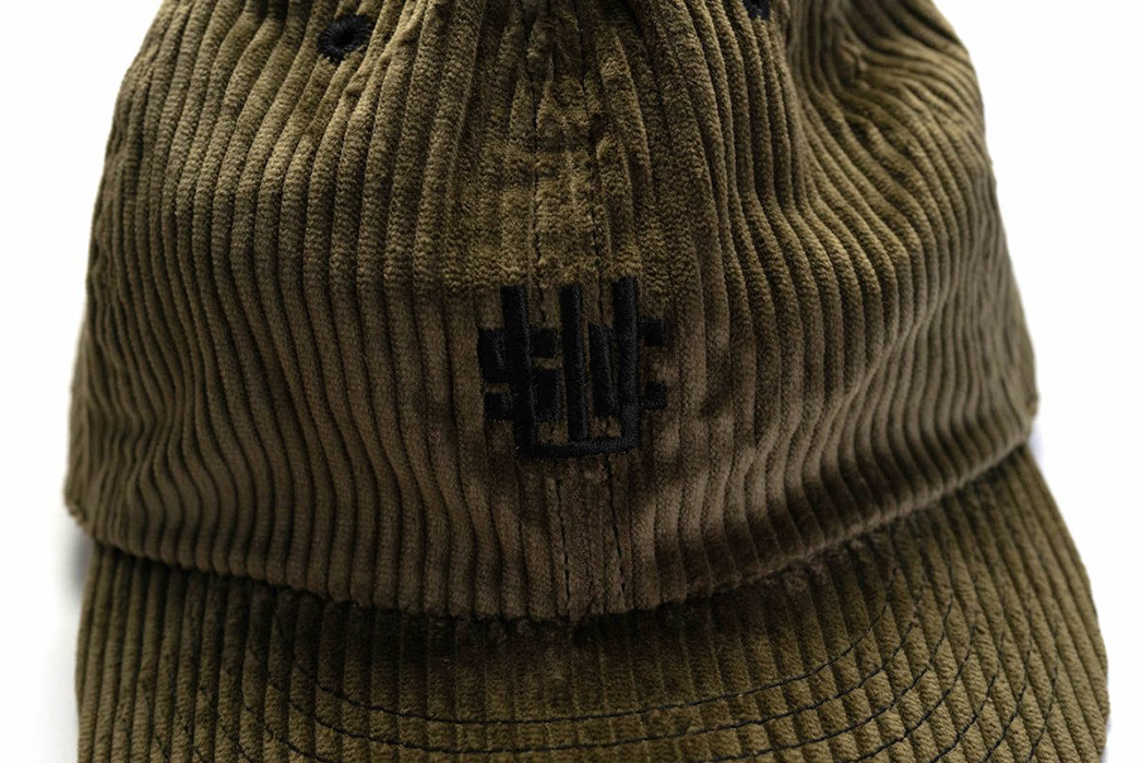 Samurai-Sews-Up-a-Ball-Cap-In-Wide-Waled-Japanese-Corduroy-green-front