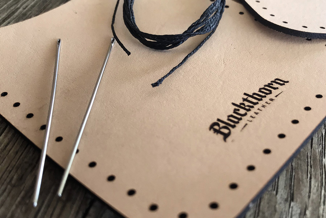 Sew-Up-Your-Own-Minimalist-Card-Wallet-With-Blackthorn-Leather's-Rover-II-DIY-Leathercraft-Kit-needles-and-brand