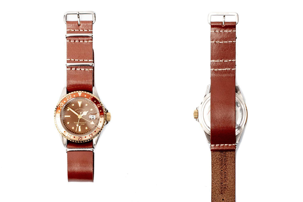 Dive-Into-Caramel-With-Vague-Watch-Company's-GMT-Watch-In-Brown-front-back