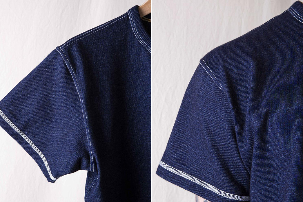 Samurai-Stays-True-To-Its-Heavyweight-Traditions-With-Its-Heavyweight-Indigo-Dyed-V-Gusset-T-Shirt-model-front-back-shoulder