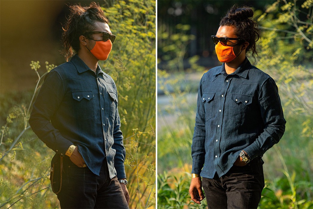 Blluemade-Collaborates-With-Standard-&-Strange-For-a-Flaxen-Western-Shirt-model-sides