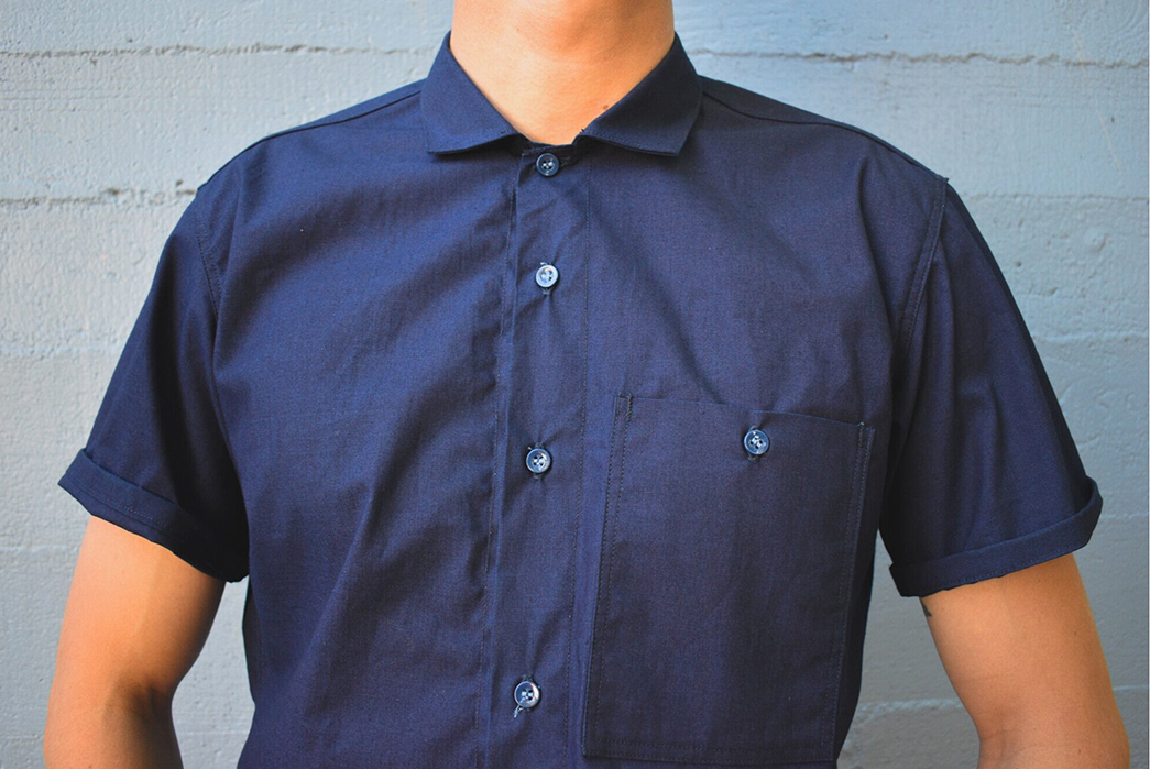 Grease-Point-Workwear-Updates-Its-Mechanic-Shirt-With-Three-Charming-New-Fabrics-model-blue-front