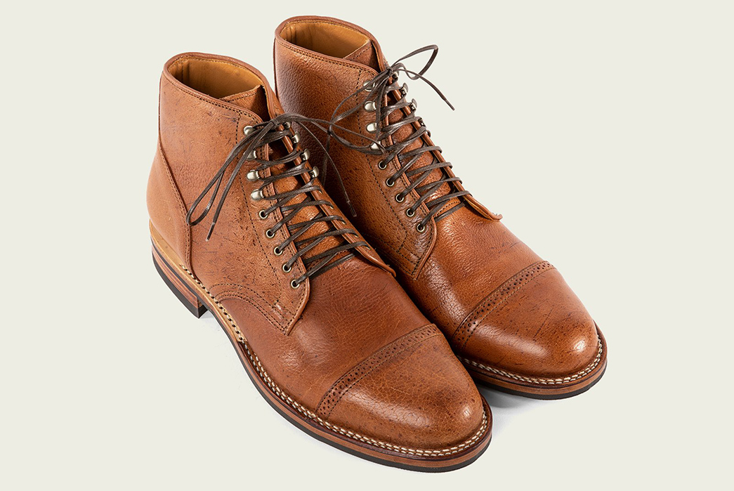 Viberg-Caps-Off-Its-Service-Boot-With-British-Shrunken-Kudu-Leather-pair-front-top