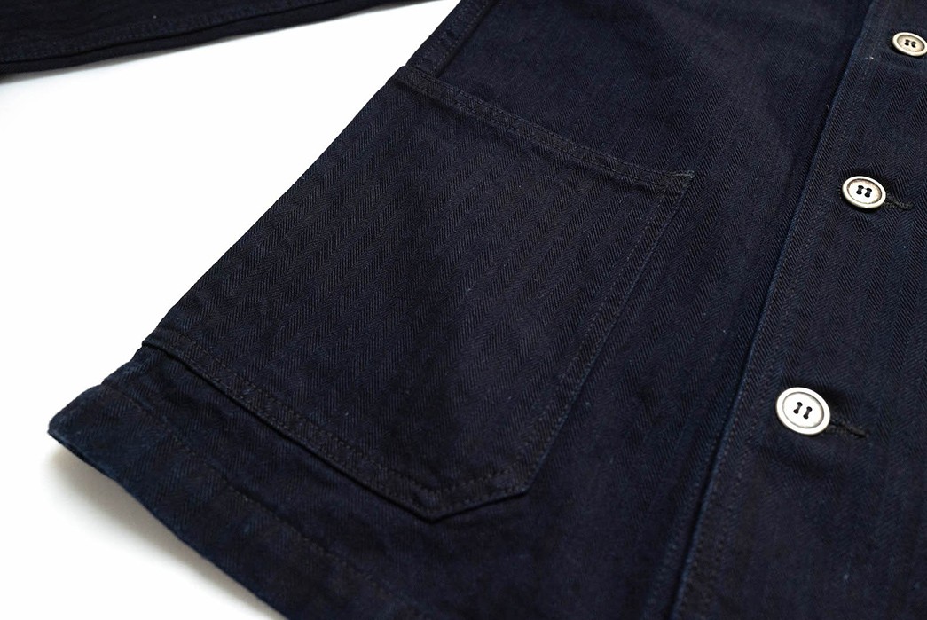 Pure-Blue-Japan-Serves-Up-an-Indigo-Dyed-HBT-Chore-With-A-Double-Button-Placket-front-pocket-and-buttons