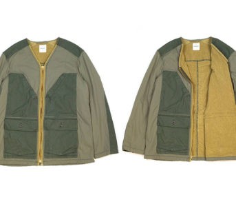 Sage-De-Cret's-Khaki-Field-Jacket-Flaunts-Corduory,-Nylon,-and-Terry-Cloth