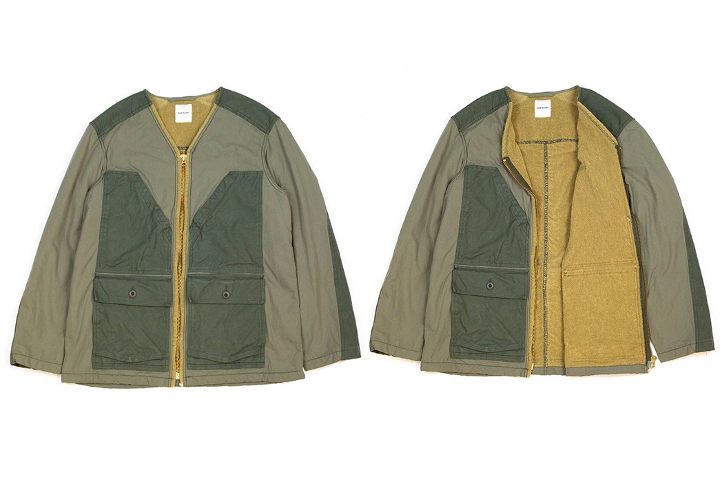 Sage De Cret's Khaki Field Jacket Flaunts Corduory, Nylon, and
