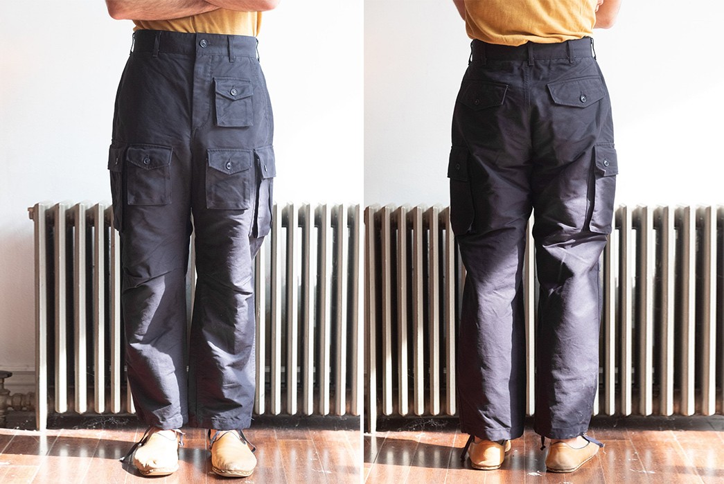 Stash-Your-Whole-Life-In-Engineered-Garment's-Double-Cotton-FA-Pant-model-front-back