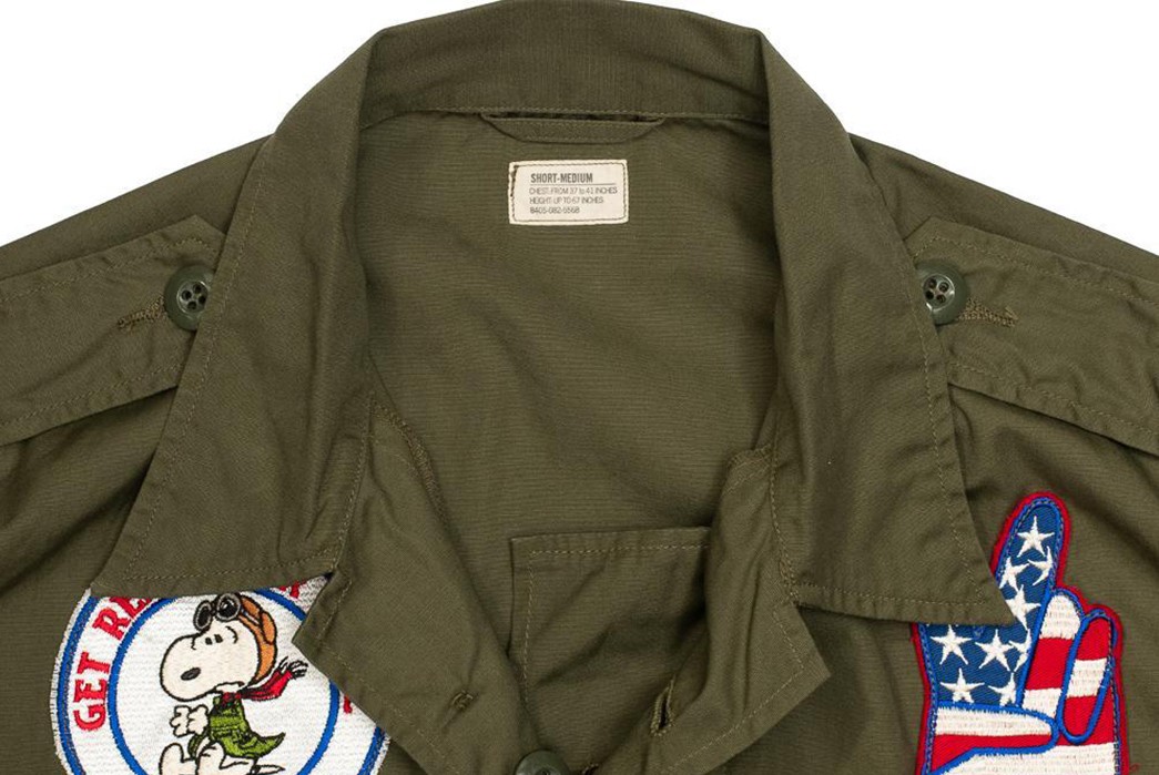 Buzz-Rickson's-Adorns-Its-Tropical-Combat-Jacket-With-Peanuts-Patches-front-top