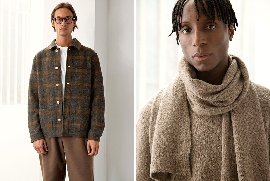 De-Bonne-Facture---Reconnecting-With-Europe's-Artisans-Washed-virgin-wool-work-jacket-and-Pecora-Nera-sweater-and-scarf-from-collection-Edition-15
