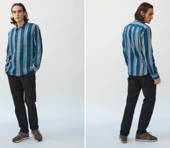 Earn-Your-Stripes-With-Corridor's-Latest-Indigo-Button-Down-model-front-back