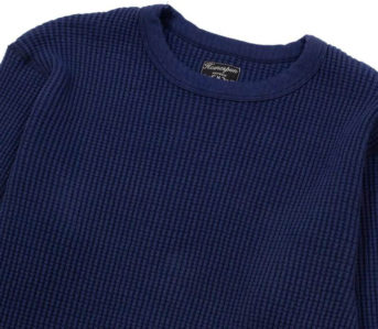 Insulate-In-Indigo-With-Homespun's-Bulky-Waffle-Thermal-Crew-front-top