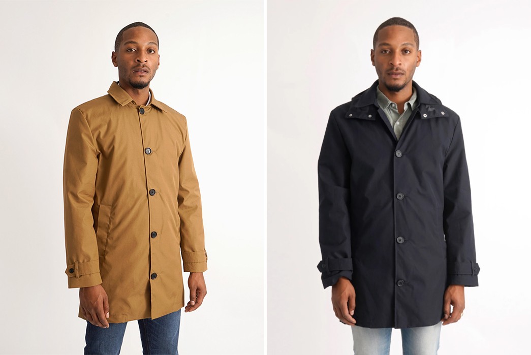 American-Trench-Introduces-More-Affordable-Non-Ventile-Trench-Coats-fronts-tan-and-navy-model