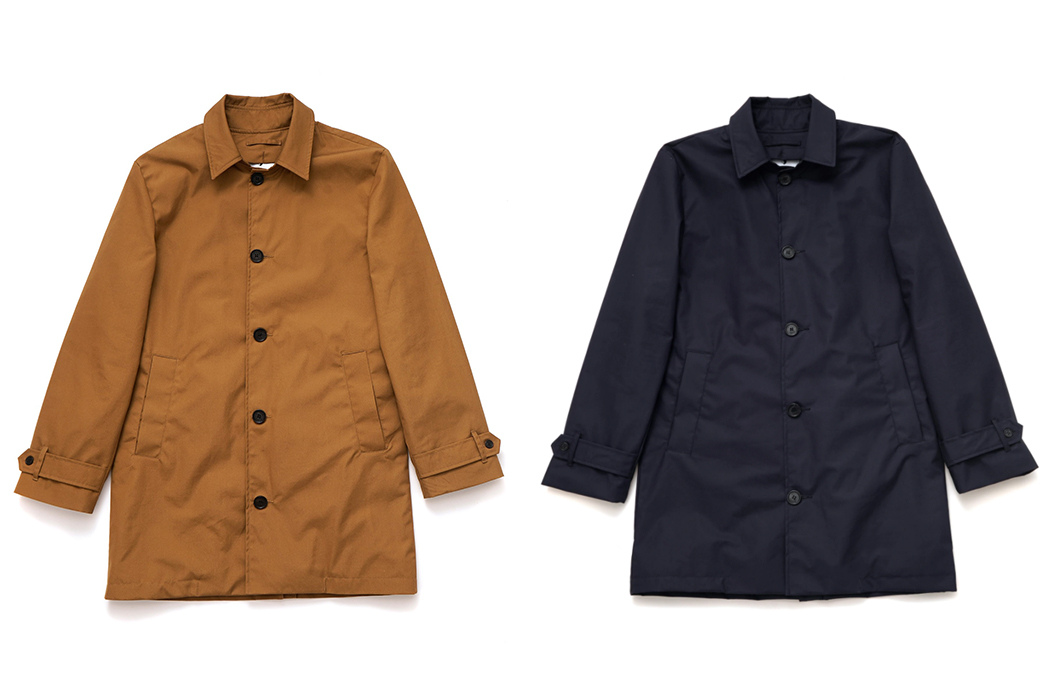 American-Trench-Introduces-More-Affordable-Non-Ventile-Trench-Coats-fronts-tan-and-navy