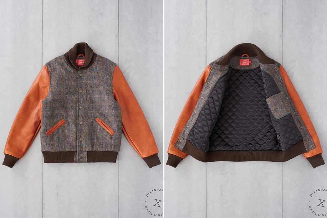 Divison-Road-Adds-A-Harris-Tweed-Varsity-To-Its-Exclusive-Dehen-1920-Collection-front-and-front-open