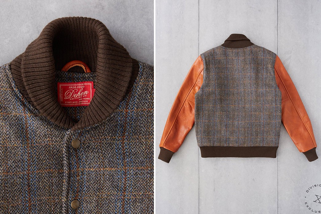 Divison-Road-Adds-A-Harris-Tweed-Varsity-To-Its-Exclusive-Dehen-1920-Collection-front-sleeve-and-back