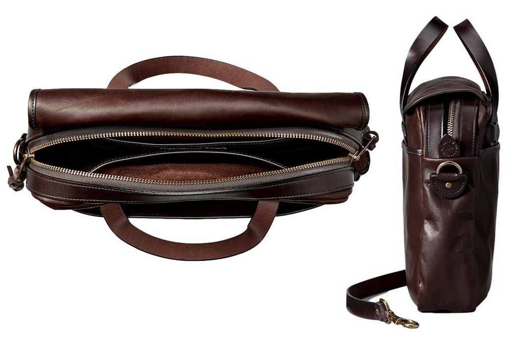 Finesse-The-Office-With-Filson's-Weatherproof-Original-Briefcase-top-and-side