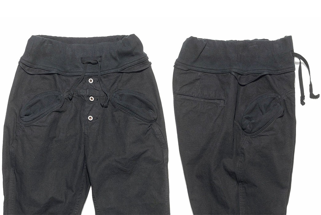Kapital's-Sarouel-Nouvelle-Pants-Positively-Strange-grey-pants-front-side-top