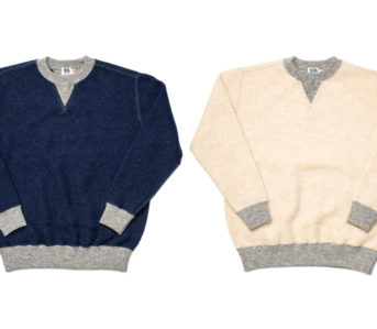 Pherrow's-Charmingly-Renders-The-Archetypal-Mid-Century-Sweatshirt-In-Wool-blue-and-baige-fronts