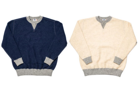 Pherrow's-Charmingly-Renders-The-Archetypal-Mid-Century-Sweatshirt-In-Wool-blue-and-baige-fronts