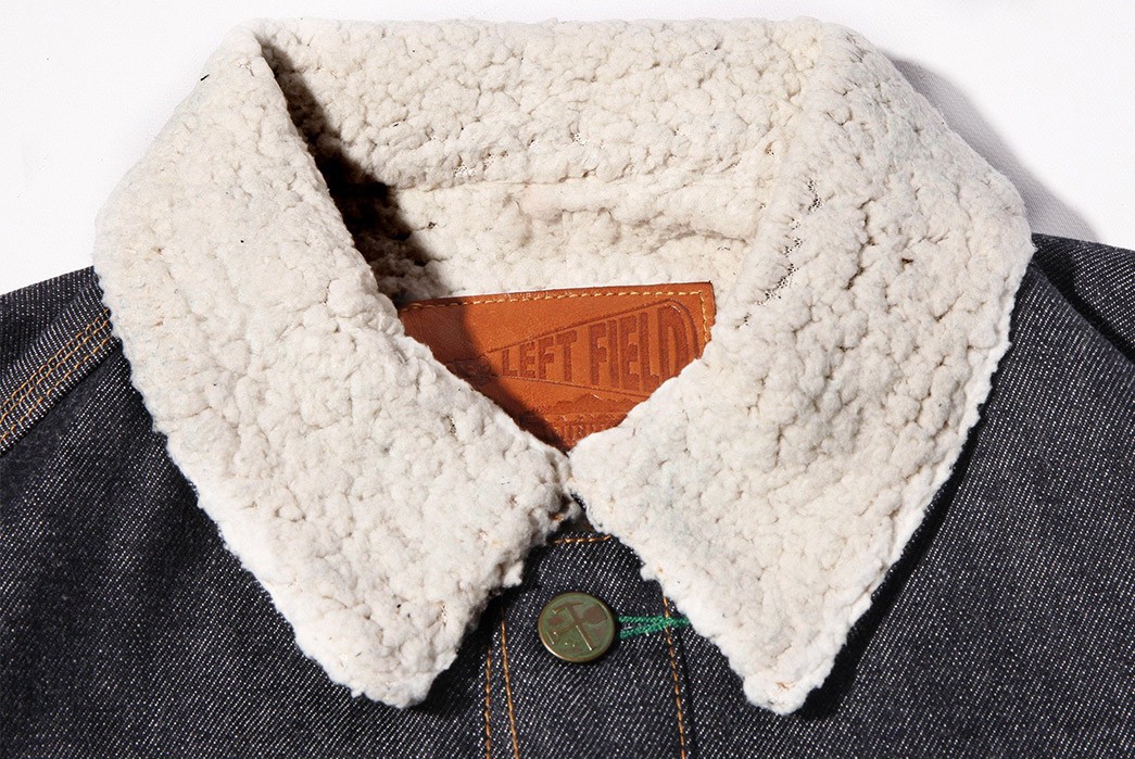Pre-Order-Left-Field's-Molly-Maguire-Shearling-Lined-14-oz.-Denim-Jacket-front-top-collar