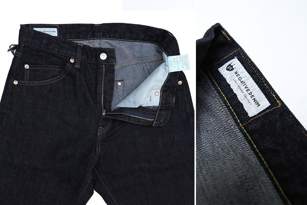 Say-No-To-Taper-With-Negative-Denim's-Wide-Cut-ND-PT001-Jean-front-top-open-and-inside-brand