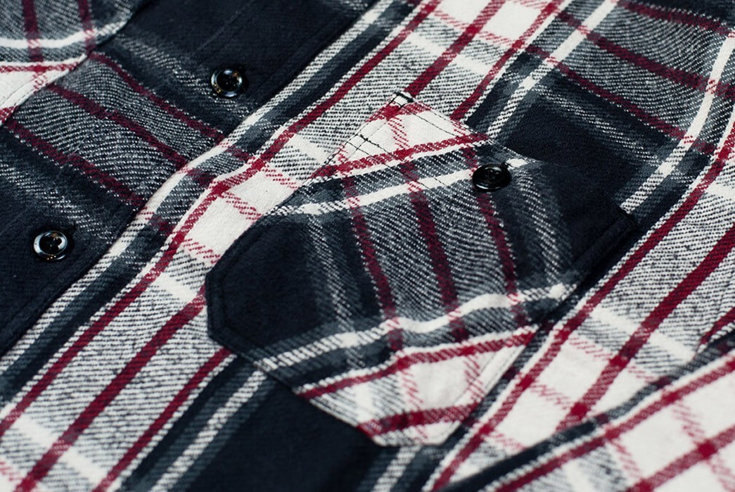 Sweeten-Up-Winter-With-Sugar-Cane's-Twill-Check-Flannel-Shirt-in-Sine-Wave-Black-front-pocket