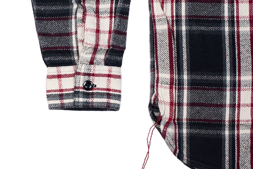 Sweeten-Up-Winter-With-Sugar-Cane's-Twill-Check-Flannel-Shirt-in-Sine-Wave-Black-sleeve-and-down-strings