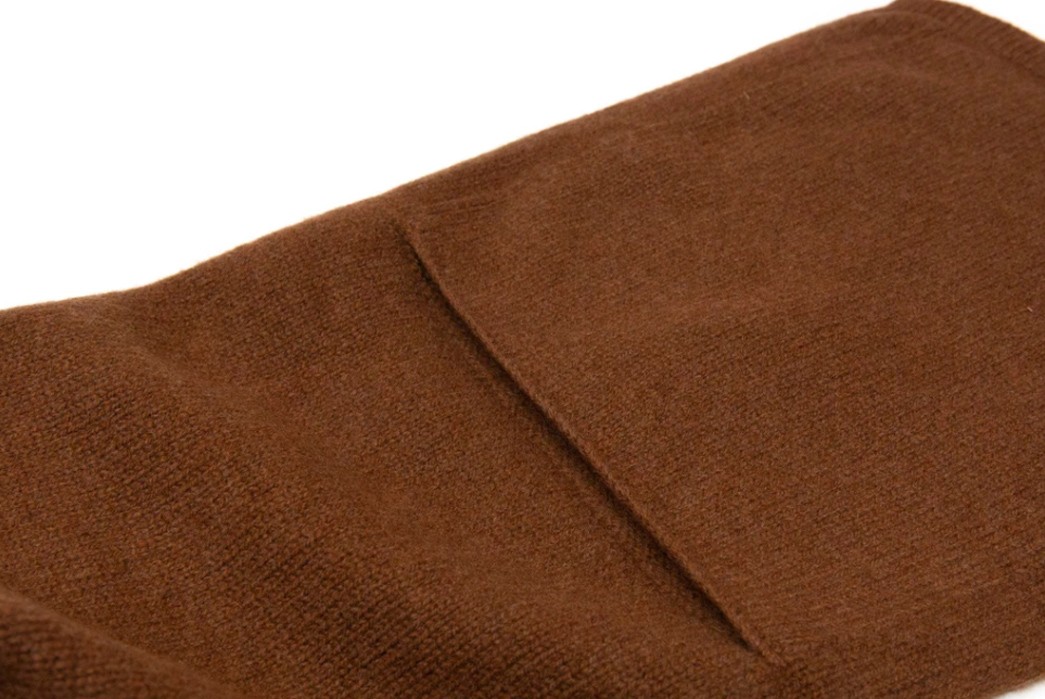 Stash-Cough-Drops-In-MHL's-Lambswool-Pocket-Scarf-brown-detailed