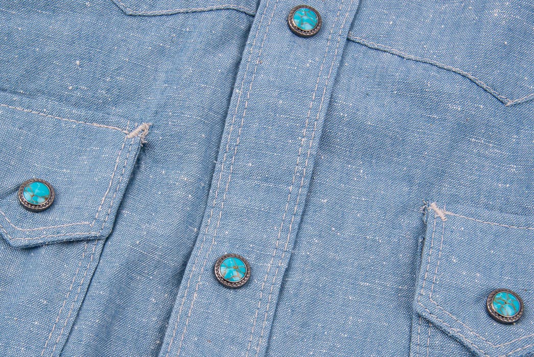 Freenote-Cloth's-Chambray-Calico-Shirt-Is-Neppy-buttons