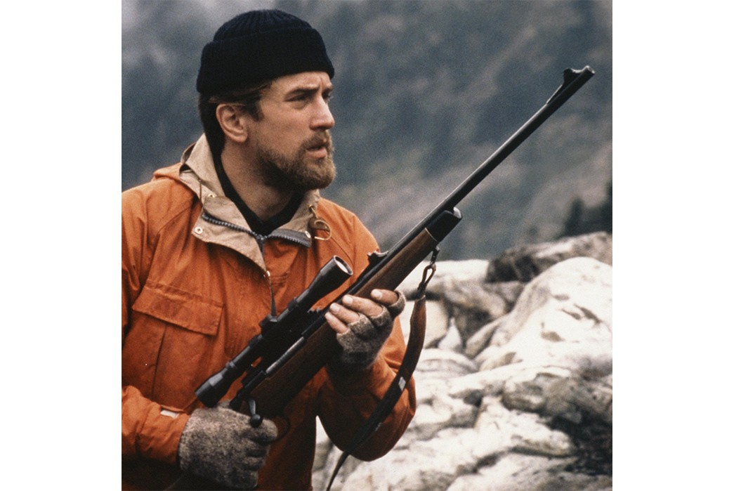 Mountain-Parkas---Five-Plus-One Robert De Niro wears an orange Mountain Parka by Holubar in the 1978 film The Deer Hunter (Image via The Times).