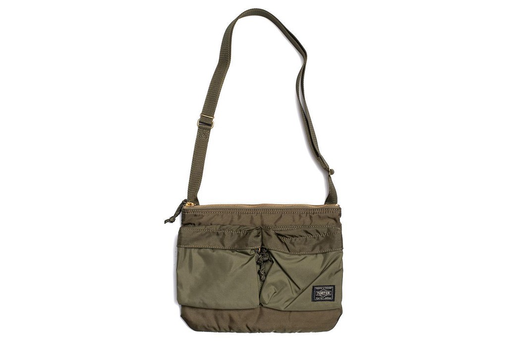 Keep-your-Candy-In-210-Denier-Nylon-With-Porter-Yoshida's-Force-Shoulder-Bag-green