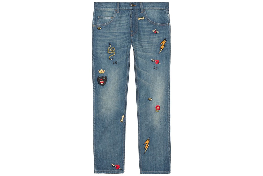 Patched-Up---The-Lowdown-On-Customizing-With-Patches-Gucci-tapered-denim-pants-with-symbols-via-FarFetch