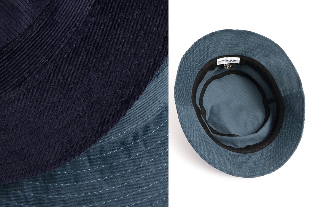 American-Trench-Sews-Up-Its-Corduroy-Bucket-Hat-in-NYC-blue-and-liliac-detailed-and-inside-blue