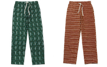 Battenwear-Pays-Tribute-To-Ancient-Indonesian-&-Malay-Patterns-With-Its-Ikat-Trek-Pant-fronts-green-and-brown