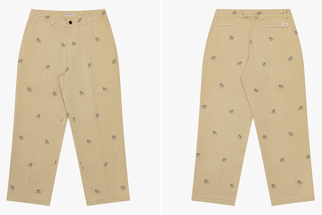 Knickerbocker-Embroiders-Its-Bulldog-Motif-Onto-Twill-Trousers-beige-front-back