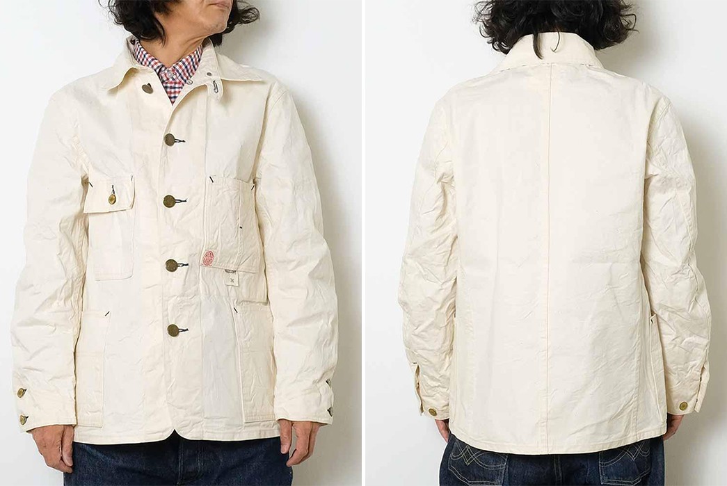 Steam-Ahead-In-9-oz.-Twill-With-Headlight-Overalls'-White-Boat-Sail-Work-Coat-model-front-back