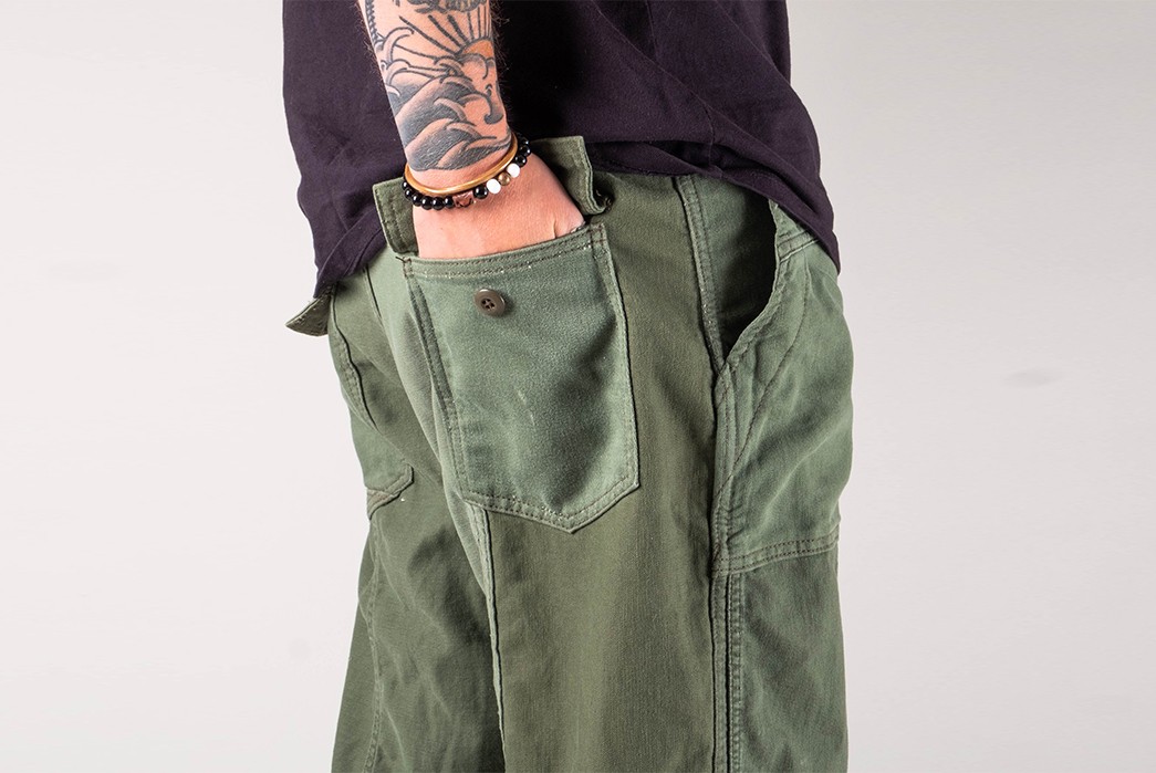 Lone-Flag-Rebuilds-Vintage-Military-Laundry-Bags-into-Patchwork-Fatigues-side-top