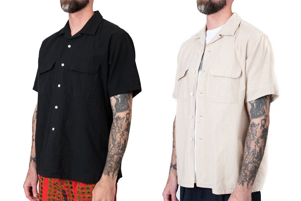 These-Beams-S-S-Open-Collar-Linen-Shirts-Are-A-Summer-Staple-model-side-black-and-light