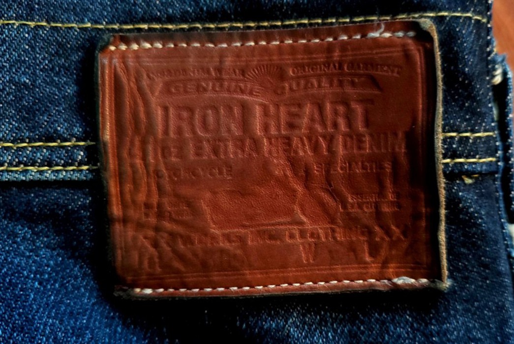Fade-Friday---Iron-Heart-IH-805-Overalls-(1-Year,-1-Wash)-back-leather-patch