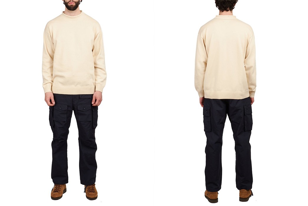 Flex-On-The-Moor-In-Arpenteur's-Dock-Sweater-model-fron-back-light