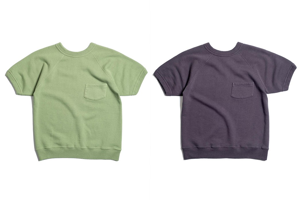 Warehouse-Based-Its-4085-S-S-Pocket-Sweatshirt-On-Pre-1960s-Examples-green-and-purple