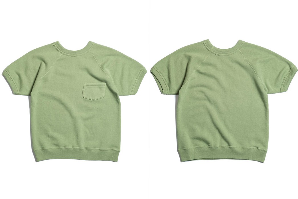 Warehouse-Based-Its-4085-S-S-Pocket-Sweatshirt-On-Pre-1960s-Examples-green-front-back