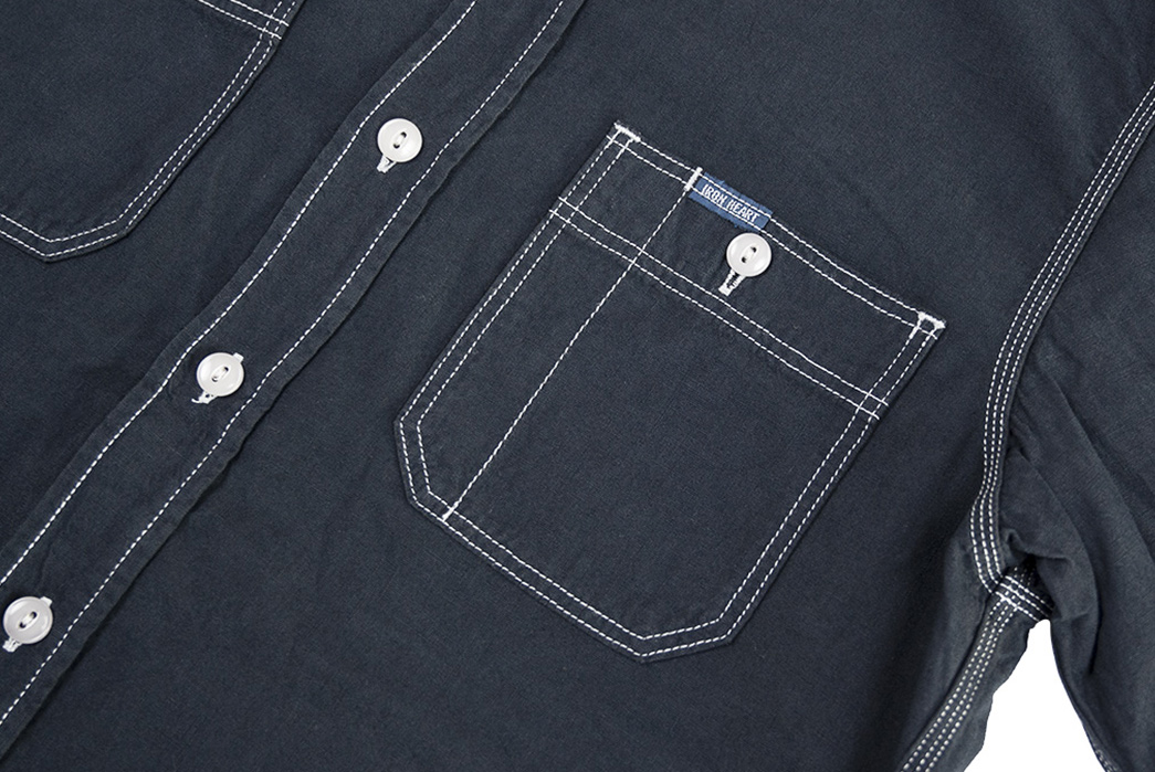 You-Won't-Overheat-In-Iron-Heart's-Overdyed-Chambray-front-pockets