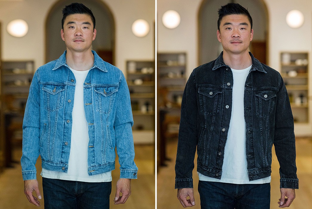 3sixteen-Washes-Out-A-Duo-Of-Type-III-Denim-Jackets-model-fronts-open-blue-light-and-dark
