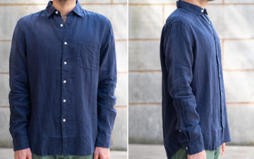 Flax-Lyrical-With-This-Linen-Shirt-By-Portugese-Flannel-model-front-and-side