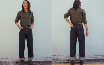 Kerbside-&-Co.'s-Lot-75E-Jeans-Is-Made-From-Deadstock-Kaihara-Mills-Denim-model-front-back