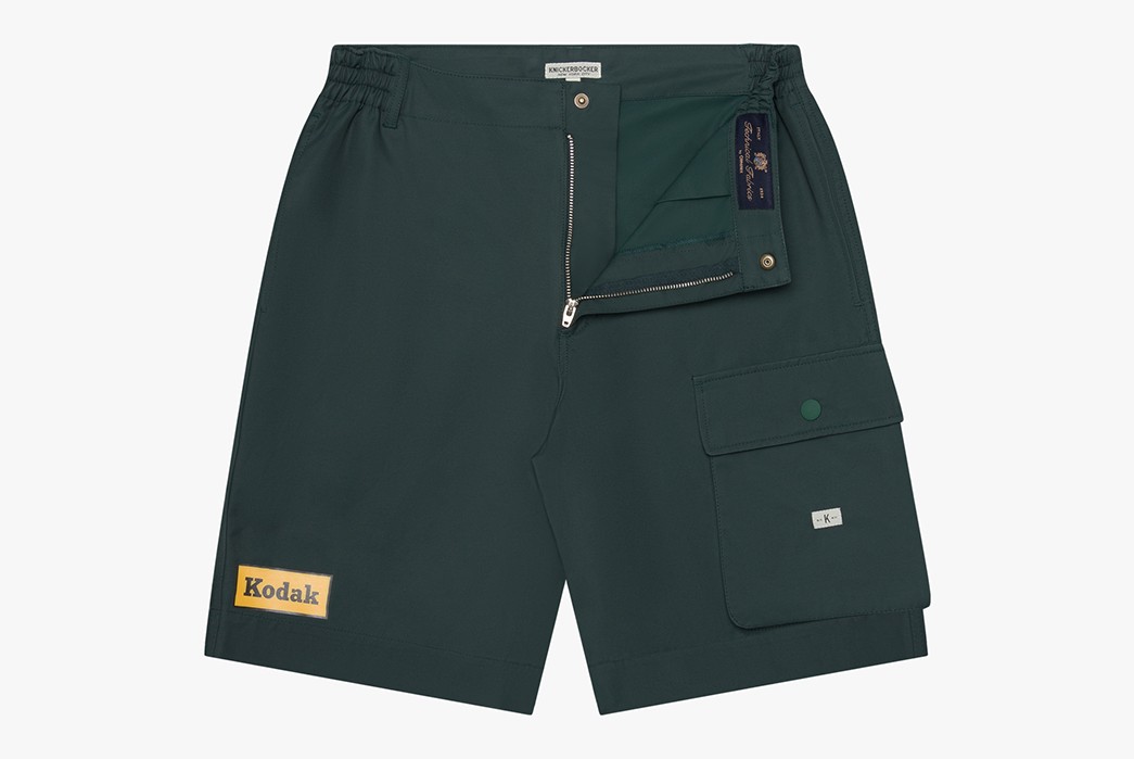 Knickerbocker-Develops-Charming-Capsule-Collection-With-Kodak-dark-green-short-pants-front-open